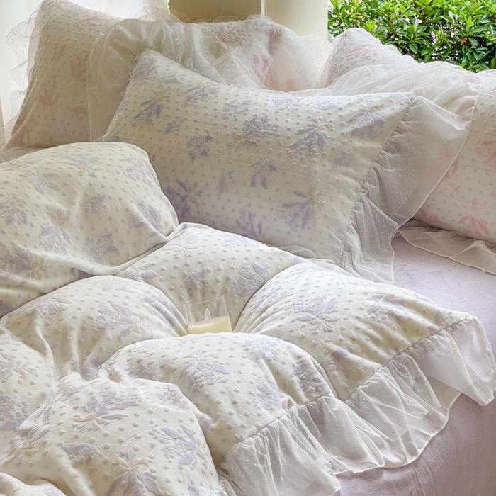 91家纺网 家纺一手货源 找家纺 玛奇朵2023新款秋冬新品5D立体雕花牛奶绒四件套 温妮-紫