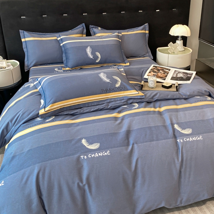 91家纺网 家纺一手货源 找家纺 铭成 2024新款全棉生态喷气加厚磨毛四件套 风光无限-灰