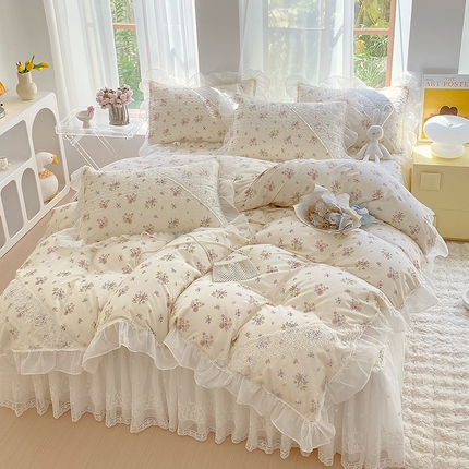 罗艺轩家纺2024新款全棉蕾丝夹棉床裙忆江南系列-四件套 忆江南~清韵幽香