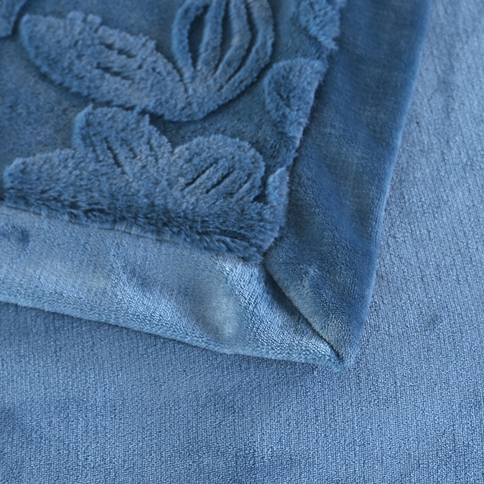 91家纺网 家纺一手货源 找家纺 代芙 2024新款高克重电商直播爆款11斤提花兔毛绒牛奶绒四件套 清雅-蓝