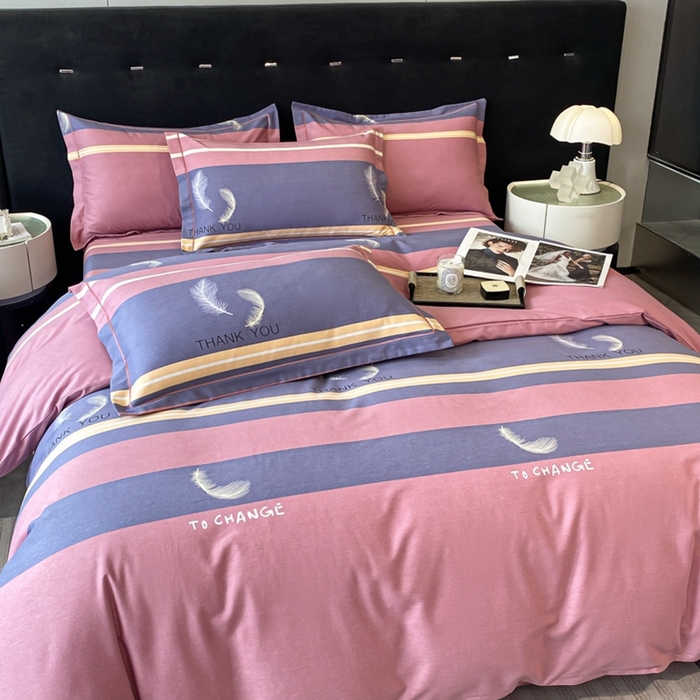 91家纺网 家纺一手货源 找家纺 铭成 2024新款全棉生态喷气加厚磨毛单品被套 风光无限-粉