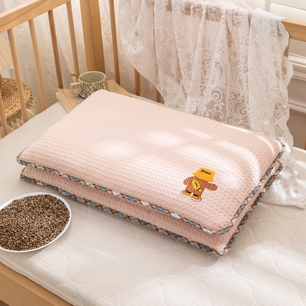 91家纺网 家纺一手货源 找家纺 （总）织布人 2023新款荞麦枕可拆洗儿童学生枕头全棉华夫格刺绣枕套+枕芯