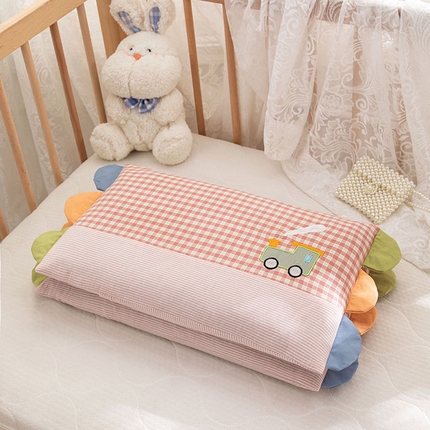 91家纺网 家纺一手货源 找家纺 织布人 2023新款枕芯全棉水洗棉彩虹边贴布绣儿童学生枕头枕套+枕芯 彩虹边小火车