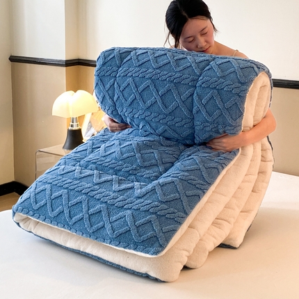 91家纺网 家纺一手货源 找家纺 亚龙工厂店 2023新款加厚塔芙绒冬被 宝石蓝