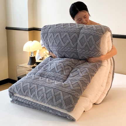 亚龙工厂店 2023新款加厚塔芙绒冬被 典雅灰