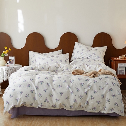 91家纺网 家纺一手货源 找家纺 （总）麦伦家居 2023新款全棉斜纹小清新四件套-紫樱花系列