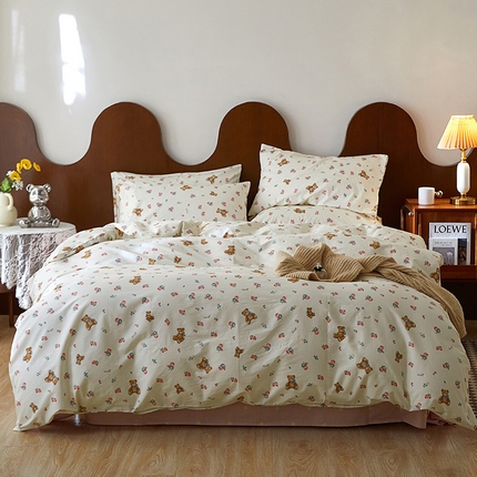 91家纺网 家纺一手货源 找家纺 （总）麦伦家居 2023新款全棉斜纹小清新四件套-紫樱花系列