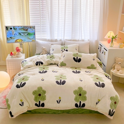 91家纺网 家纺一手货源 找家纺 （总）大彩家居 2023新款高克重牛奶绒冬被四件套