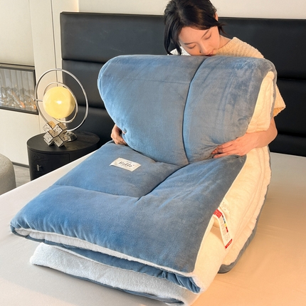亚龙工厂店 2024新款加厚牛奶绒冬被 宝石蓝