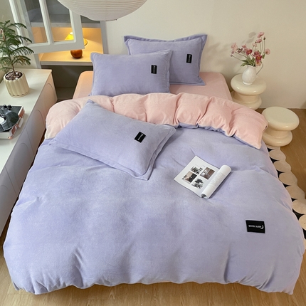 91家纺网 家纺一手货源 找家纺 （总）柒月 2023新款纯色牛奶绒四件套