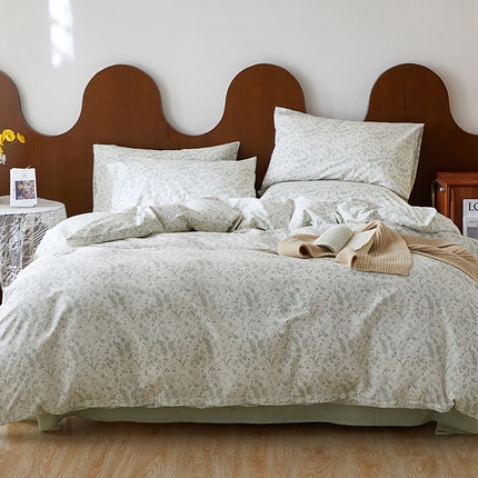 91家纺网 家纺一手货源 找家纺 （总）麦伦家居 2023新款全棉斜纹小清新四件套-紫樱花系列