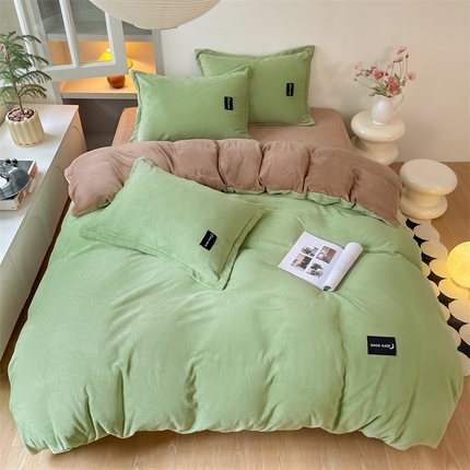 91家纺网 家纺一手货源 找家纺 （总）柒月 2023新款纯色牛奶绒四件套