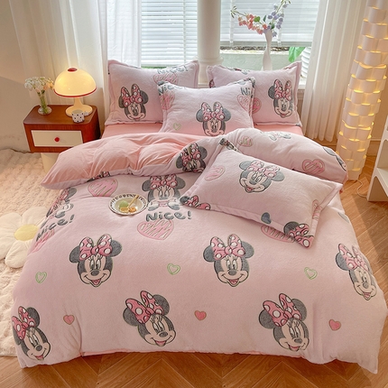 91家纺网 家纺一手货源 找家纺 妖妖家纺 2023新款妖妖雪花绒单品三四件套 甜心米妮