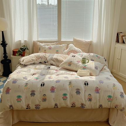 91家纺网 家纺一手货源 找家纺 （总）三朵家纺 2023年牛奶绒小清新系列四件套