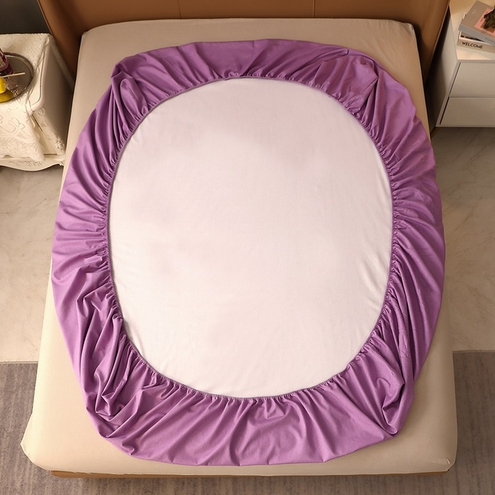 91家纺网 家纺一手货源 找家纺 晶缦家纺 2023加厚全棉纯色生态磨毛多规格单品四件套--床笠 纯依-魅紫