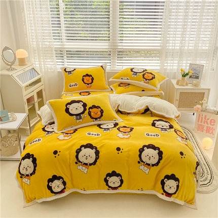 91家纺网 家纺一手货源 找家纺 （总）琪格格2023年琪格格印花A牛奶绒B兔兔绒大包边四件套