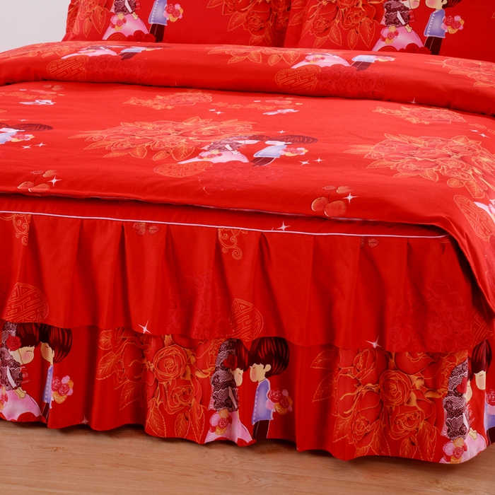 91家纺网 家纺一手货源 找家纺 优家居 2023新款床裙三件套 玫瑰恋人