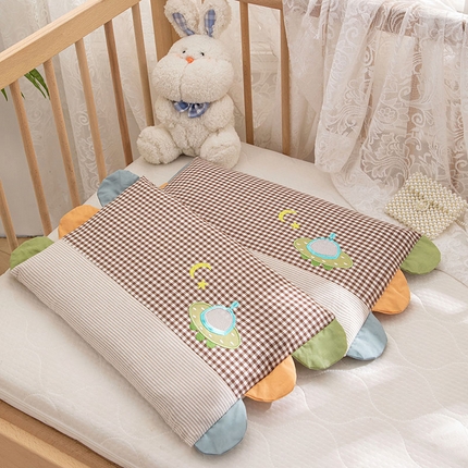 织布人2023新款荞麦枕全棉水洗棉彩虹边贴布绣儿童学生枕头枕套+枕芯 彩虹边荞麦枕-飞碟