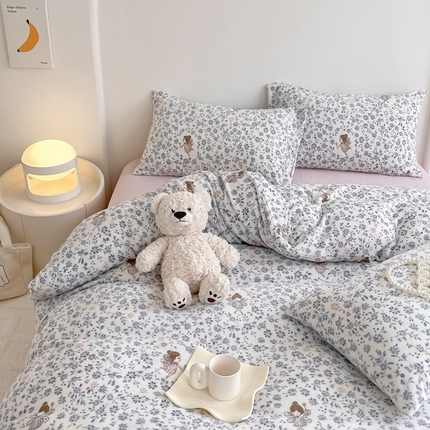 91家纺网 家纺一手货源 找家纺 潘朵拉 2023新款秋冬ins韩系牛奶绒印花四件套 仙子