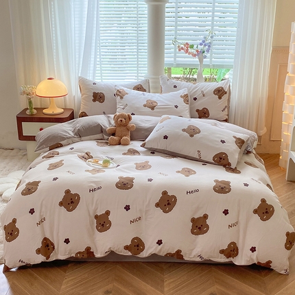 91家纺网 家纺一手货源 找家纺 （总）妖妖家纺 2024新款超柔软糯水洗云朵棉印花四季款四件套