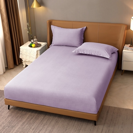 晶缦家纺 2023加厚全棉纯色生态磨毛多规格单品四件套--床笠 纯依-浅紫
