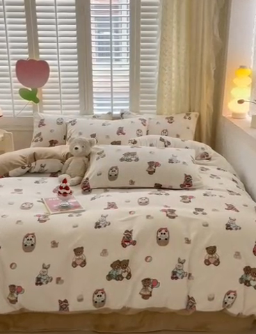 91家纺网 家纺一手货源 找家纺 古吉梦 2023新增牛奶绒印花（跑量款） 熊仔派对