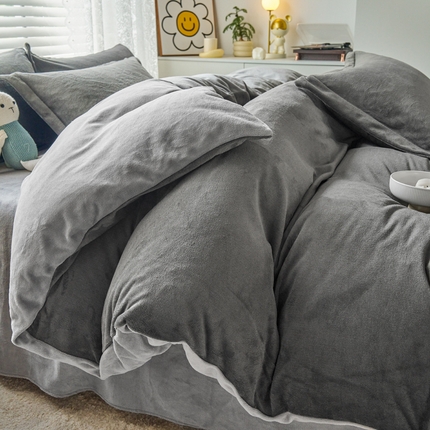 91家纺网 家纺一手货源 找家纺 （总）慕晨高克重爆款直播纯色牛奶绒法莱绒双拼素色三四件套单被套床单