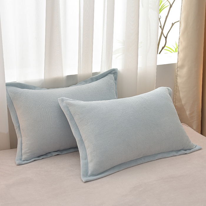 91家纺网 家纺一手货源 找家纺 简爱2025新款纯色双拼牛奶绒四件套被套（跑量款）直播 天蓝灰