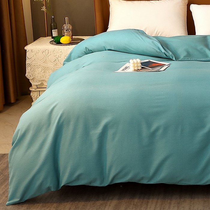 91家纺网 家纺一手货源 找家纺 晶缦家纺 2023加厚全棉纯色生态磨毛多规格单品四件套--被套 纯依-豆绿