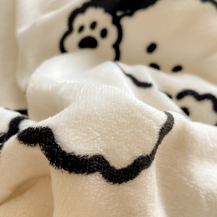 91家纺网 家纺一手货源 找家纺 沐慕 2024新款牛奶绒加厚保暖卡通印花四件套 皮皮狗