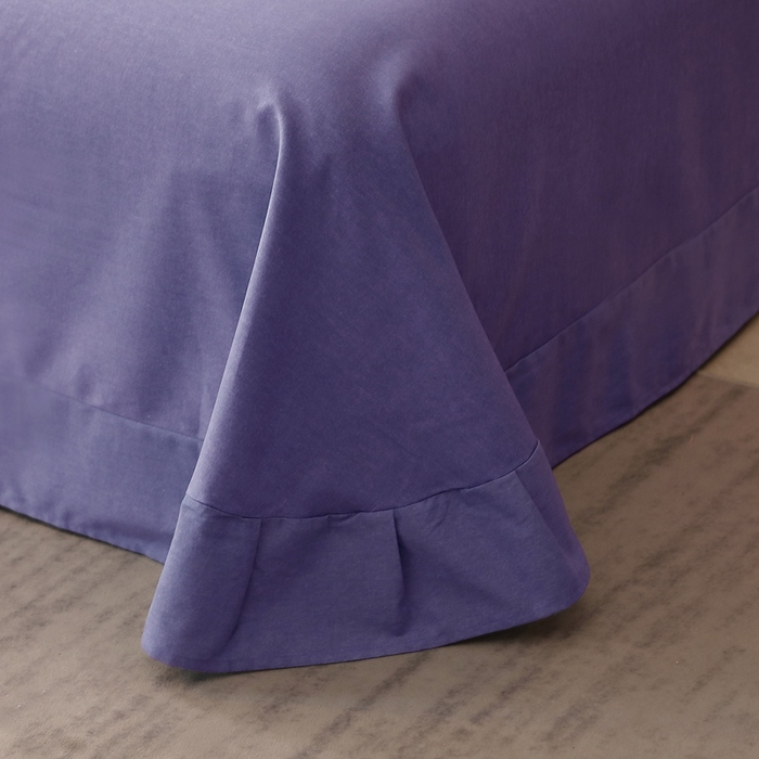 91家纺网 家纺一手货源 找家纺 晶缦家纺 2023加厚全棉纯色生态磨毛多规格四件套 纯依-牛仔蓝