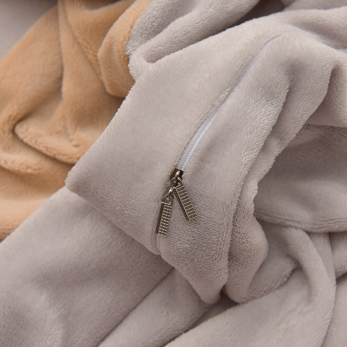 91家纺网 家纺一手货源 找家纺 简爱2025新款纯色双拼牛奶绒四件套被套（跑量款）直播 卡其灰