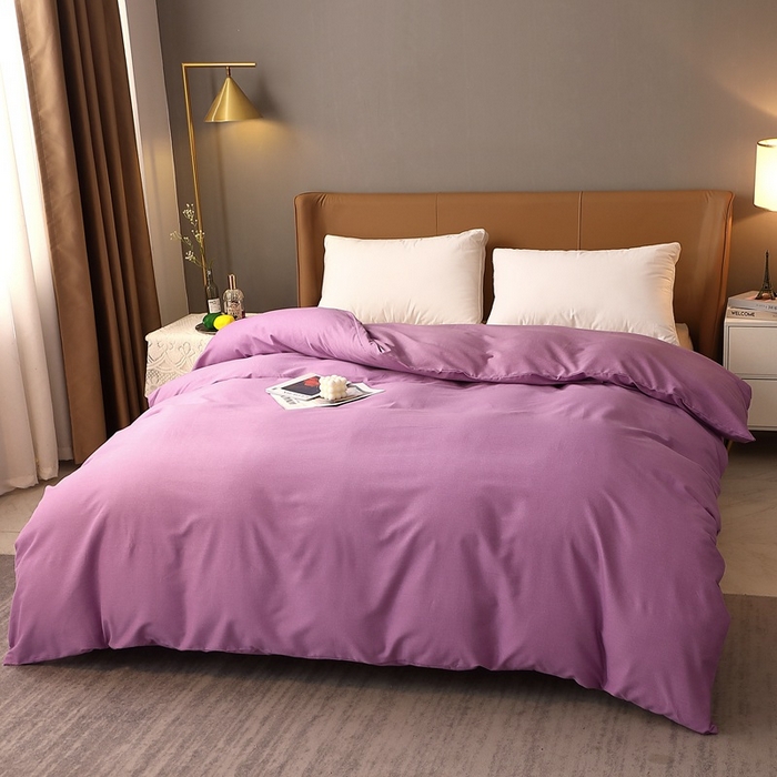 91家纺网 家纺一手货源 找家纺 晶缦家纺 2023加厚全棉纯色生态磨毛多规格单品四件套--被套 纯依-魅紫