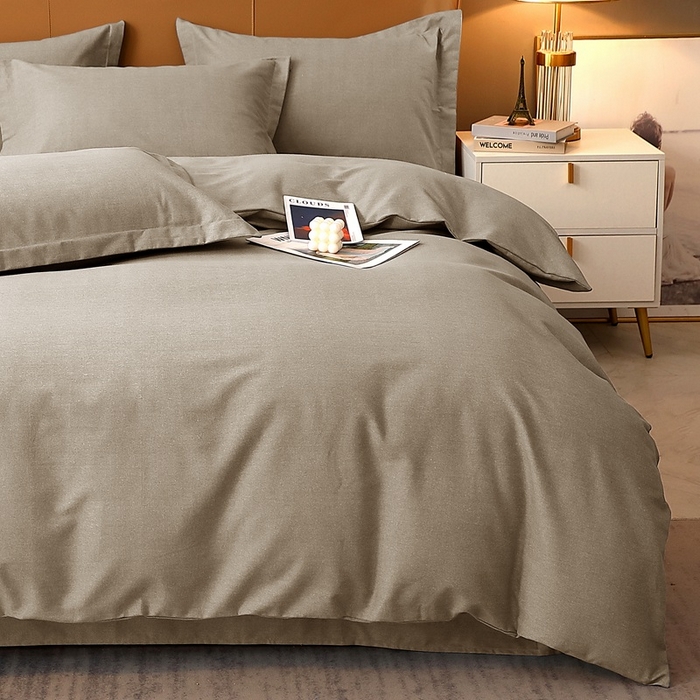 91家纺网 家纺一手货源 找家纺 晶缦家纺 2023加厚全棉纯色生态磨毛多规格四件套 纯依-时尚灰