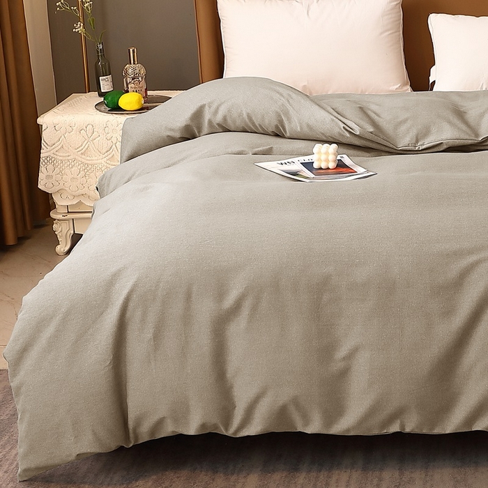 91家纺网 家纺一手货源 找家纺 晶缦家纺 2023加厚全棉纯色生态磨毛多规格单品四件套--被套 纯依-时尚灰
