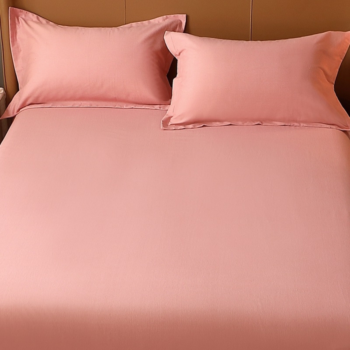 91家纺网 家纺一手货源 找家纺 晶缦家纺 2023加厚全棉纯色生态磨毛多规格单品四件套--床单 纯依-粉玉