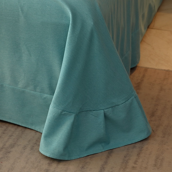 91家纺网 家纺一手货源 找家纺 晶缦家纺 2023加厚全棉纯色生态磨毛多规格四件套 纯依-豆绿