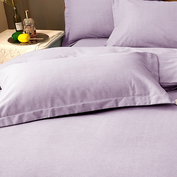 91家纺网 家纺一手货源 找家纺 晶缦家纺 2023加厚全棉纯色生态磨毛多规格单品四件套--枕套 纯依-浅紫