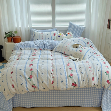 91家纺网 家纺一手货源 找家纺 （总）三朵家纺 2023年牛奶绒小清新系列四件套