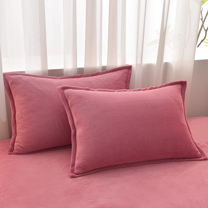 91家纺网 家纺一手货源 找家纺 简爱2025新款纯色双拼牛奶绒四件套被套（跑量款）直播 豆沙色