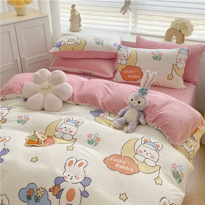 91家纺网 家纺一手货源 找家纺 古吉梦 2023新增牛奶绒印花（跑量款） 萌兔乐园