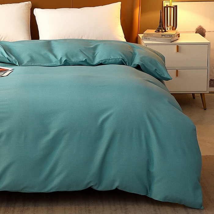 91家纺网 家纺一手货源 找家纺 晶缦家纺 2023加厚全棉纯色生态磨毛多规格单品四件套--被套 纯依-豆绿