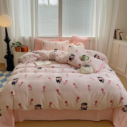 91家纺网 家纺一手货源 找家纺 （总）三朵家纺 2023年牛奶绒小清新系列四件套