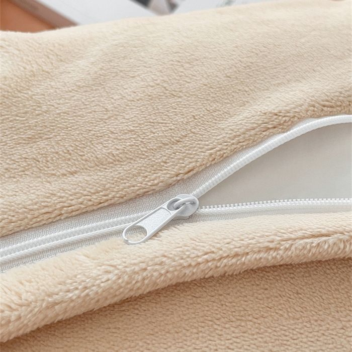 91家纺网 家纺一手货源 找家纺 古吉梦 2023新款牛奶绒纯色双拼（跑量款）四件套 亚麻驼+香槟