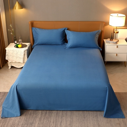 晶缦家纺 2023加厚全棉纯色生态磨毛多规格单品四件套--床单 纯依-宾利蓝