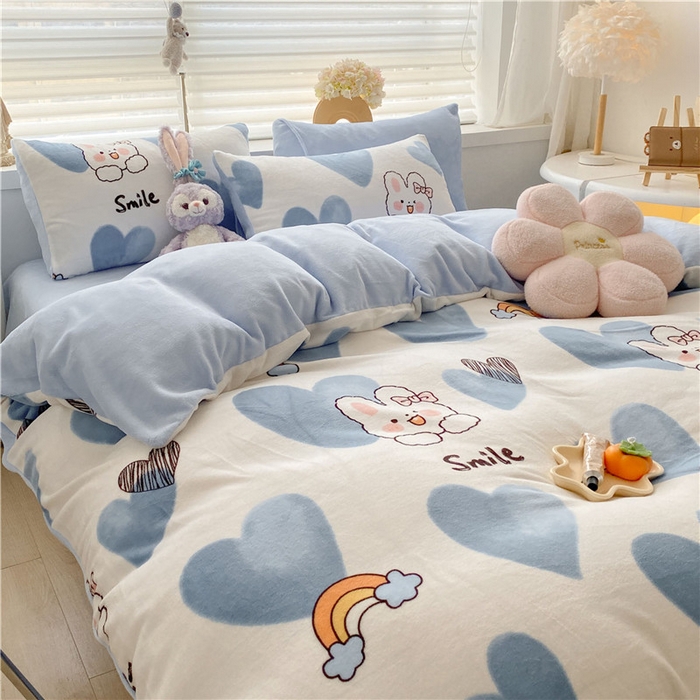 91家纺网 家纺一手货源 找家纺 古吉梦 2023新增牛奶绒印花（跑量款） 蓝色恋人