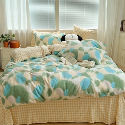 91家纺网 家纺一手货源 找家纺 （总）三朵家纺 2023年牛奶绒小清新系列四件套