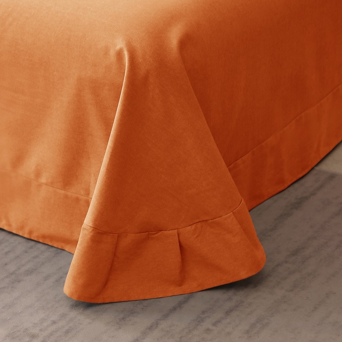 91家纺网 家纺一手货源 找家纺 晶缦家纺 2023加厚全棉纯色生态磨毛多规格单品四件套--床单 纯依-时尚桔