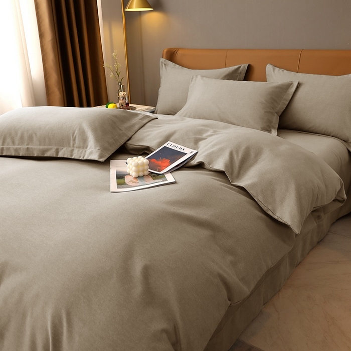 91家纺网 家纺一手货源 找家纺 晶缦家纺 2023加厚全棉纯色生态磨毛多规格四件套 纯依-时尚灰