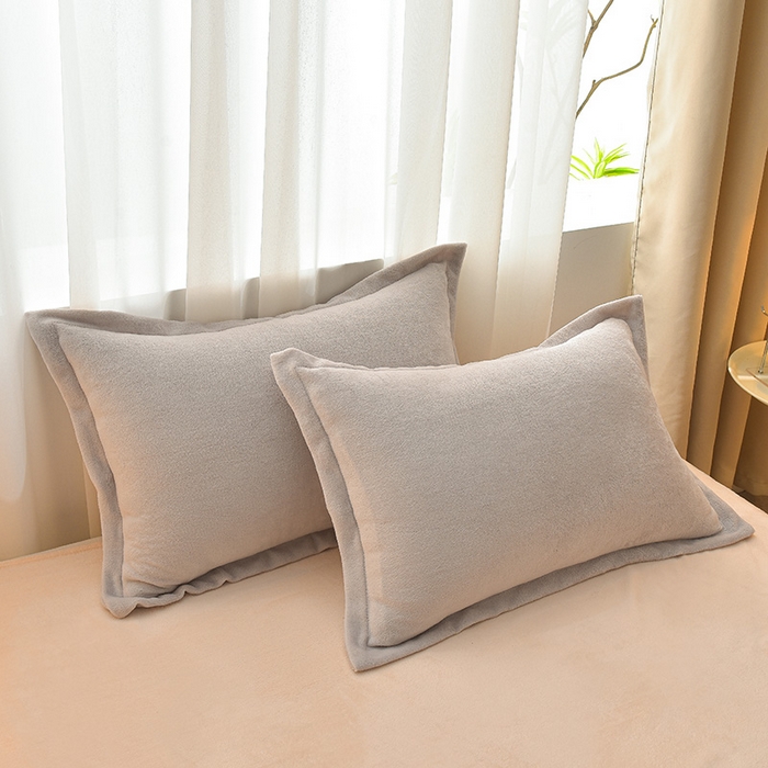 91家纺网 家纺一手货源 找家纺 简爱2025新款纯色双拼牛奶绒四件套被套（跑量款）直播 灰色奶油